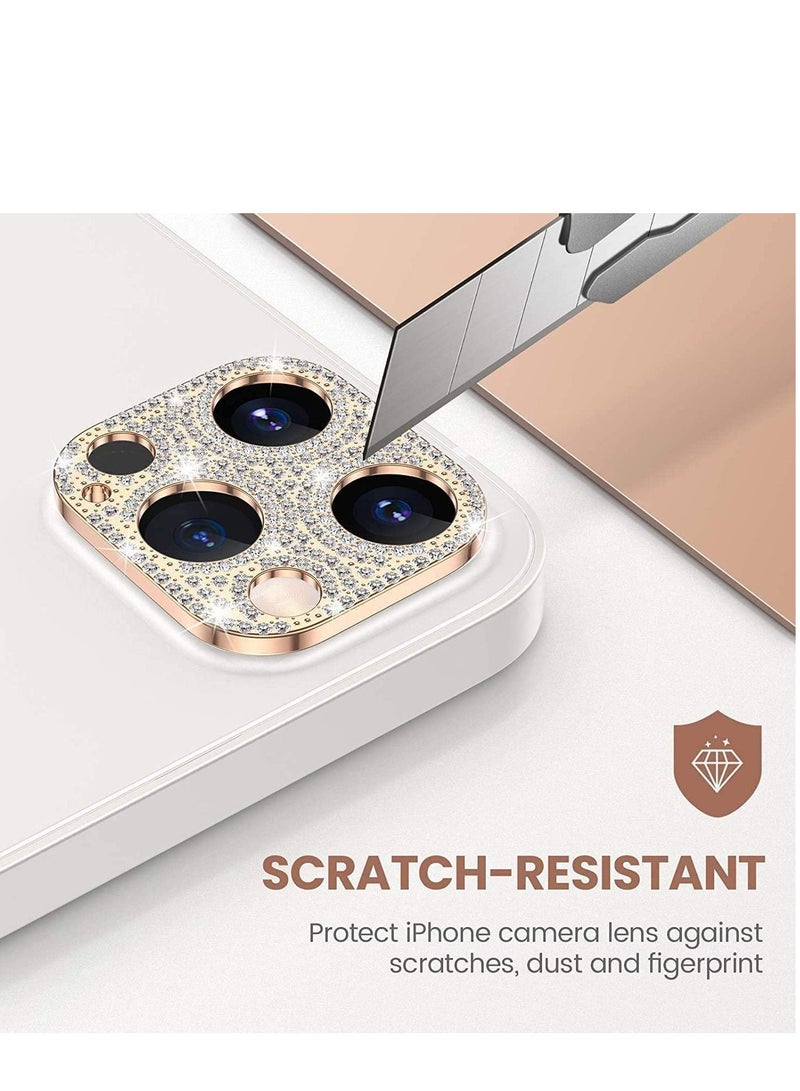 KASTWAVE Phone Camera Stickers Phone Decoration stickers Bling Crystal Camera Lens Protector Glitter Diamond Len Protective Decoration Sticker for iPhone 12 6.1inch (2 Pcs-Silver+Rose Gold) - Image 5