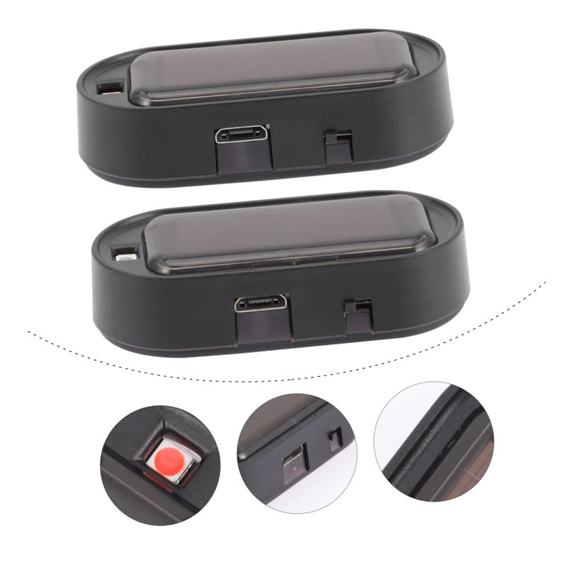 أضواء تحذير من سرقة السيارات تعمل بالطاقة الشمسية 2 قطعة مع إنذار محاكاة شحن عبر USB سهلة التركيب لاصقة - Image 5
