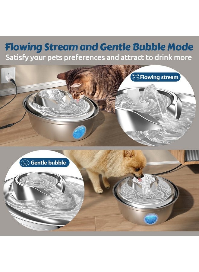ORSDA Cat Water Fountain Stainless Steel, Automatic Pet Water Fountain, 67oz/2L Drinking Fountain Dog Water Dispenser with Water Level Window for Cats and Small Dogs- 4Pcs Filters (D36) - Image 3