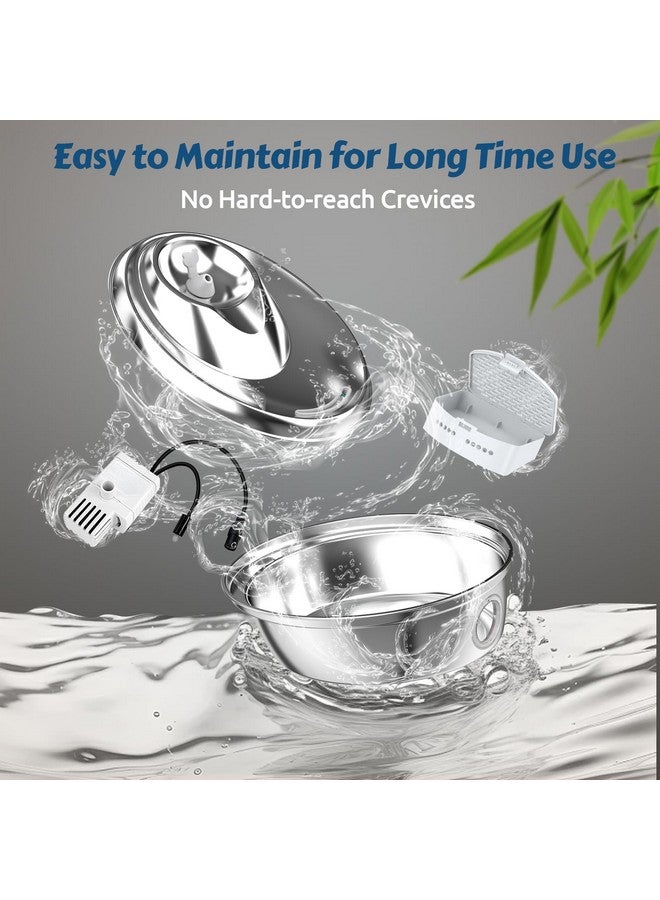 ORSDA Cat Water Fountain Stainless Steel, Automatic Pet Water Fountain, 67oz/2L Drinking Fountain Dog Water Dispenser with Water Level Window for Cats and Small Dogs- 4Pcs Filters (D36) - Image 4