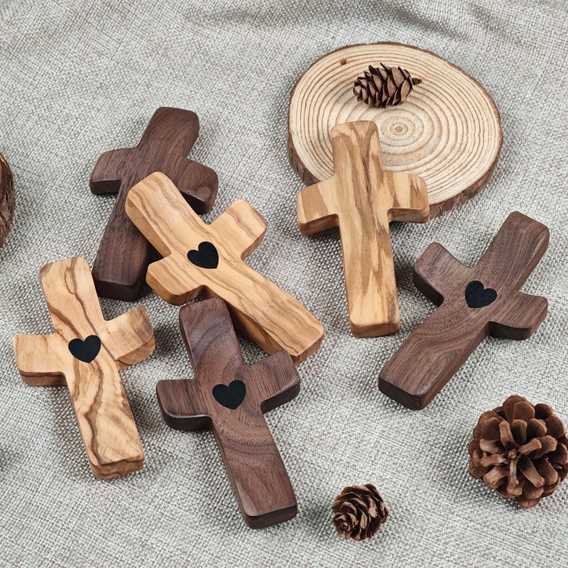 Yookin Cross My Heart | Encouragement Gift 5 inches Long Wooden Cross Fingertip Stress Relief Gifts Pocket Small Cross Christmas Gift Handheld Wooden Cross(Walnut) - Image 5