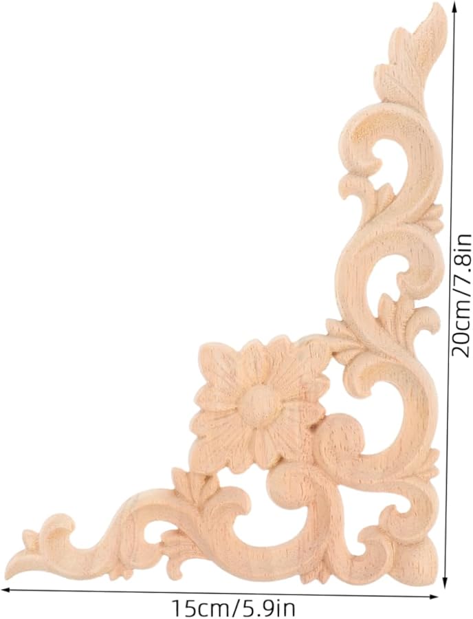 زوايا أثاث من الخشب الصلب منحوتات تطبيقات 4 قطع طراز أوروبي زخرفة DIY ديكور - Image 3