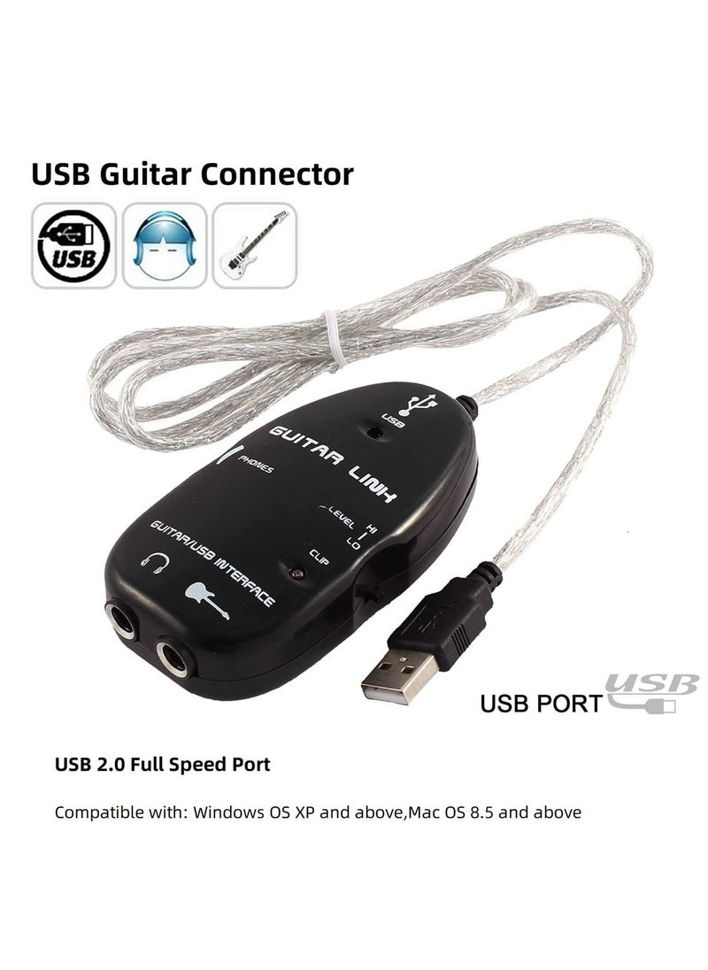 Guitar To USB Interface Link Cable Adapter MAC/PC Recording CD  - Image 3