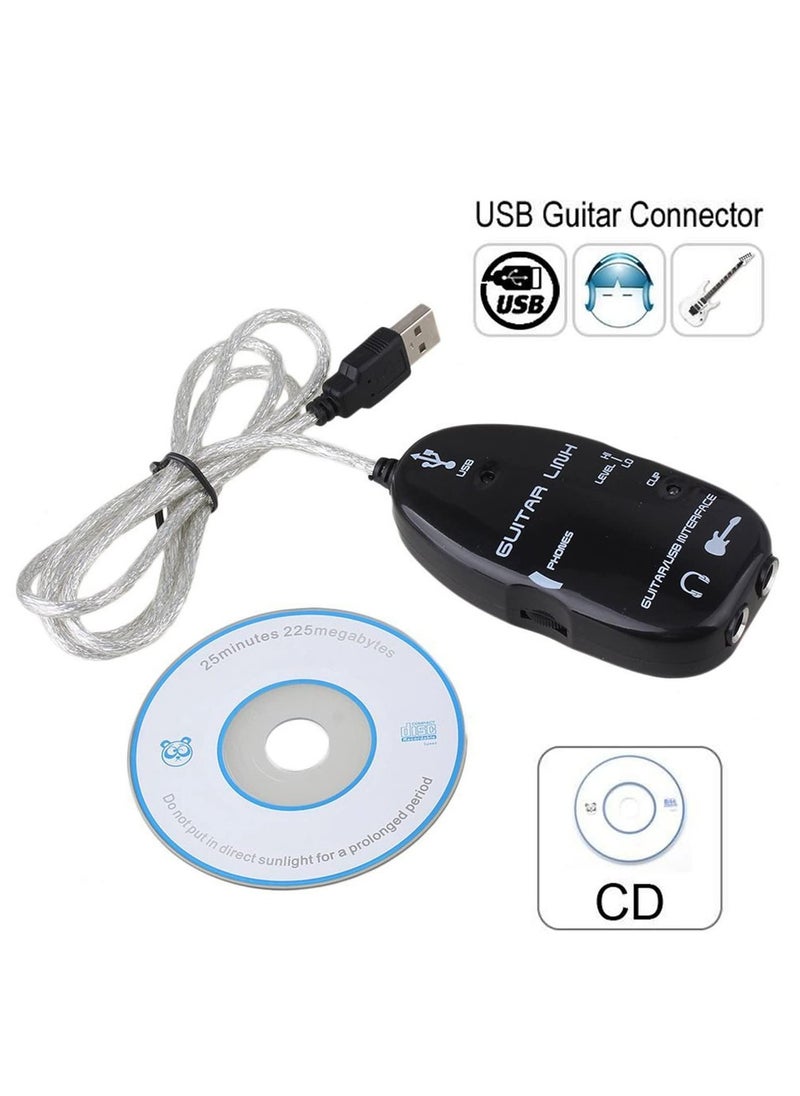 Guitar To USB Interface Link Cable Adapter MAC/PC Recording CD  - Image 2
