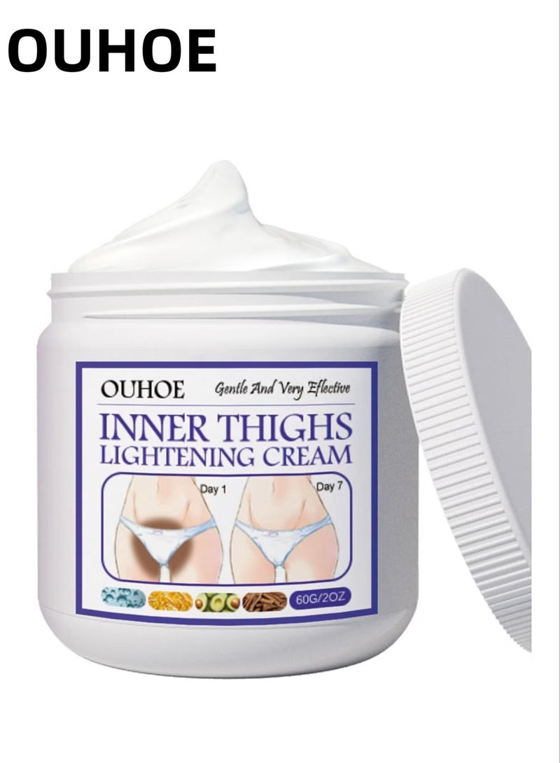 OUHOE Inner Thighs Lightening Cream Body Whitening Cream for Intimate Areas, Skin Lightening for Underarms, Neck, Armpits, Knees, Elbows, Face and Body,60G - Image 1