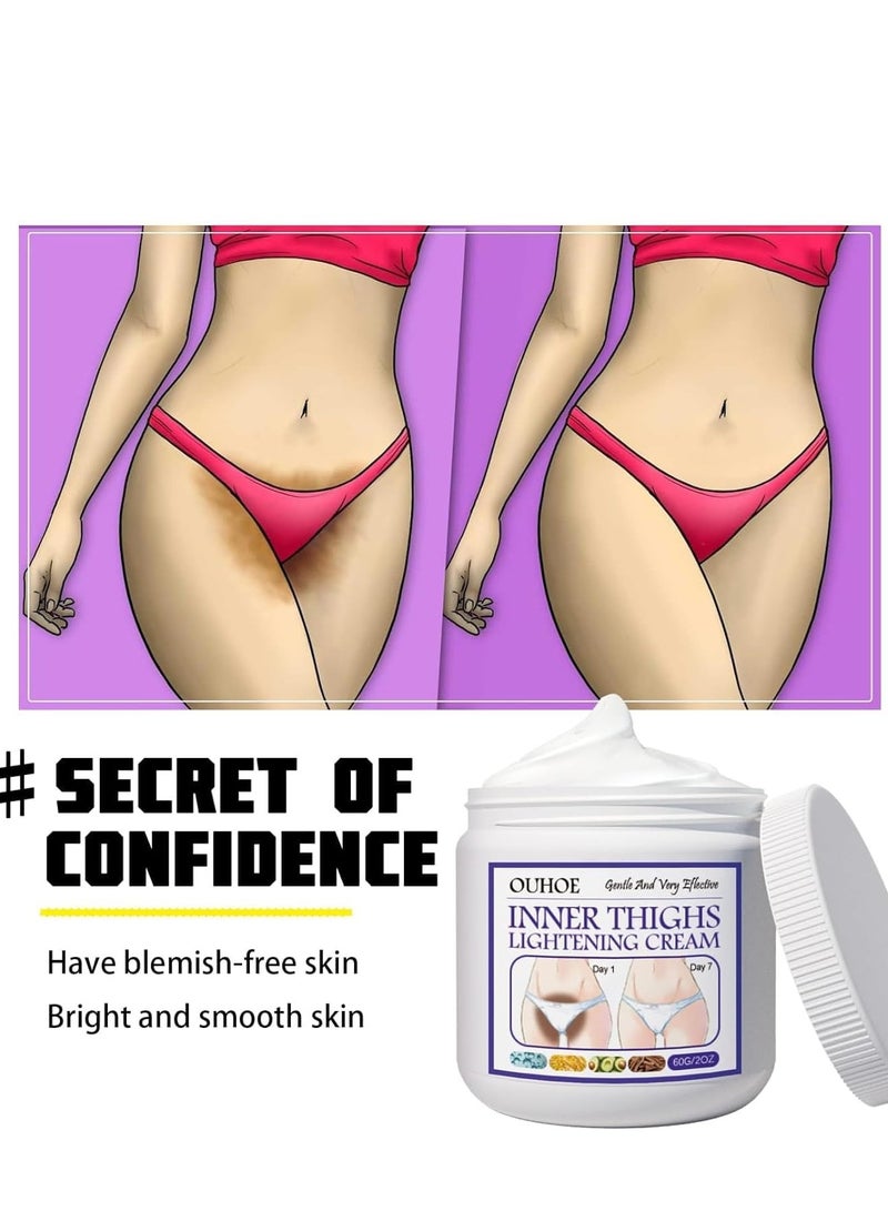 OUHOE Inner Thighs Lightening Cream Body Whitening Cream for Intimate Areas, Skin Lightening for Underarms, Neck, Armpits, Knees, Elbows, Face and Body,60G - Image 3