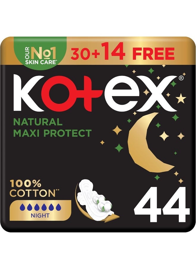 Kotex Natural Maxi Protect Thick Pads, 100% Cotton Pad, Overnight Protection Sanitary Pads with Wings, 44 - pzsku/Z54439A52737647A57120Z/45/_/1738589561/5d96113b-993a-4fbb-940a-fd91fb3a6cc0