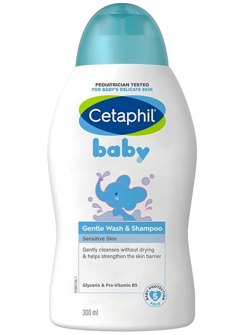سيتافيل غسول وشامبو لطيف للأطفال، غسول رغوي للشعر والجسم للبشرة الحساسة، يحتوي على الجلسرين وبرو فيتامين ب5، بدون رائحة، 300 مل
