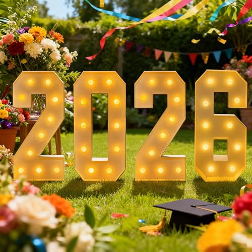 KIMI HOUSE 2026 New Year Graduation Decorations, 3FT Large Grad 2026 Marquee Light Up Letters Sign, Class of 2026 Congrats Party Supplies for Kindergarten Preschool High School College - Image 2
