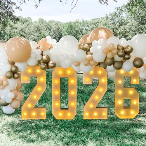 KIMI HOUSE 2026 New Year Graduation Decorations, 3FT Large Grad 2026 Marquee Light Up Letters Sign, Class of 2026 Congrats Party Supplies for Kindergarten Preschool High School College - Image 1