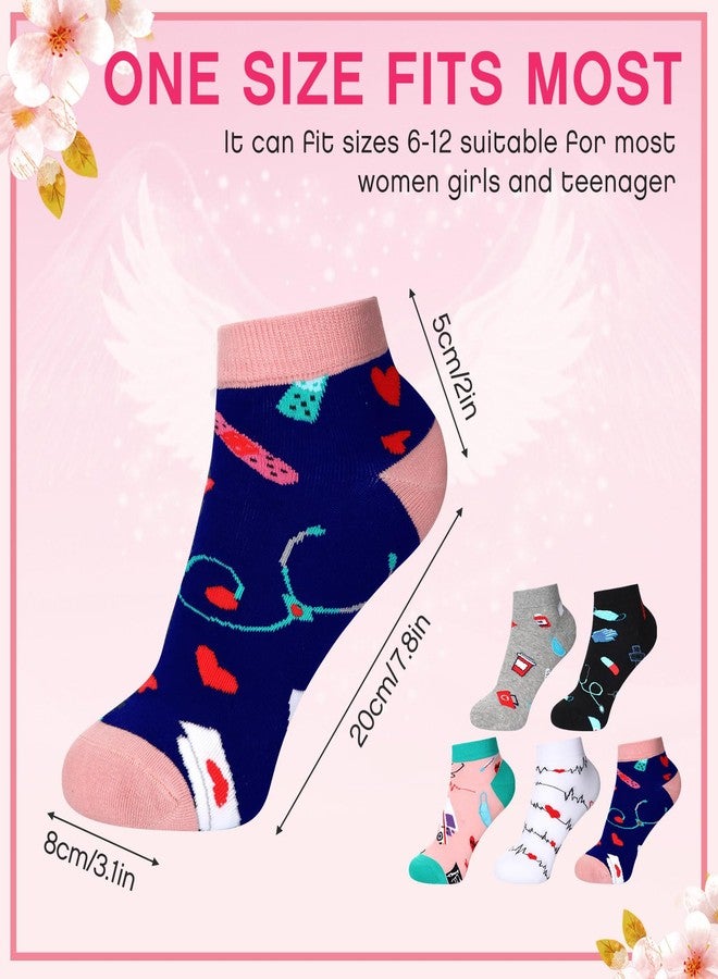 فيسينبال جوارب أسنان نسائية مبتكرة من فيسينبال، 5 أزواج، هدية مثالية لأطباء الأسنان وأخصائيي صحة الأسنان في عيد الميلاد، وطبيبة التمريض (بتصميم ممرضة لطيف). - Image 3