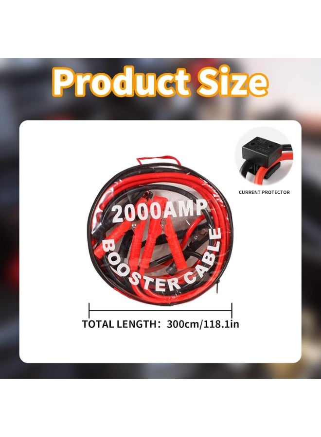 Heavy Duty Battery Booster Jumper Cables with Integrated Current Protector - Professional Emergency Start Leads for Petrol and Diesel Engines - High-Conductivity Booster Set with Storage Bag - Image 2