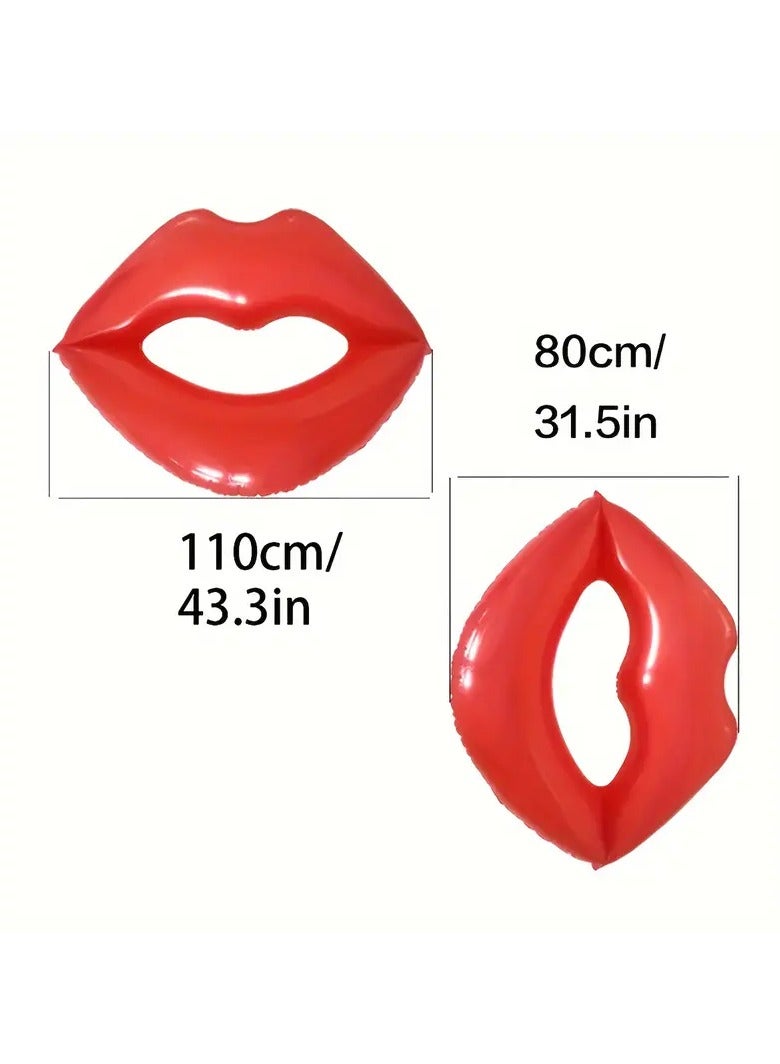 Goolsky سرير قابل للنفخ على شكل شفاه حمراء عملاقة 1 قطعة لحفلات المسبح والعطلات - مناسب للأعمار 14+ - مادة PVC - لا يتطلب كهرباء - Image 4