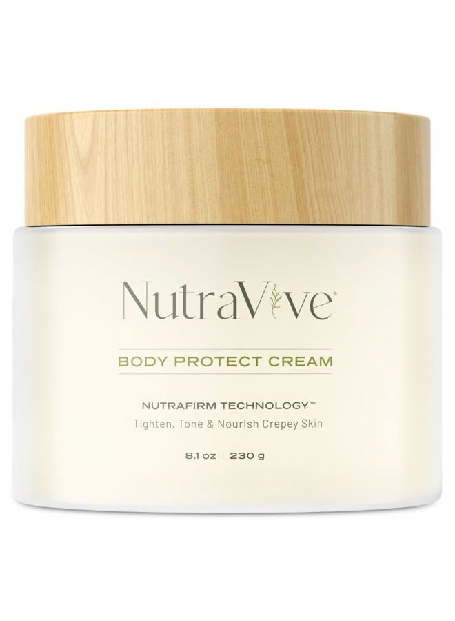 Nutravive Body Protect Cream – Anti-Aging Crepey Skin Moisturizer, 8.1 Oz – Tighten, Tone & Nourish Crepey Skin – Full Body Moisturizing Treatment - Boost Collagen Production & Protect Skin Layers - Image 1