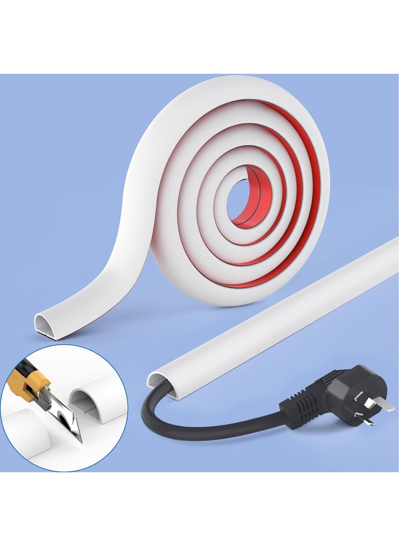 GUDOO Wall Cord Hider 78 Inch - Self-Adhesive Wire Cover Raceway for Walls, Flexible PVC Cable Concealer for Home and Office, W0.59 H0.39in - White  - Image 1
