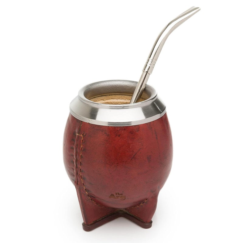 THEARG THEARG | Yerba Mate Gourd Set with Stainless Steel Straw | Handmade Leather Yerba Mate Cup and Bombilla Set from Argentina - Beach Essentials  - Image 1