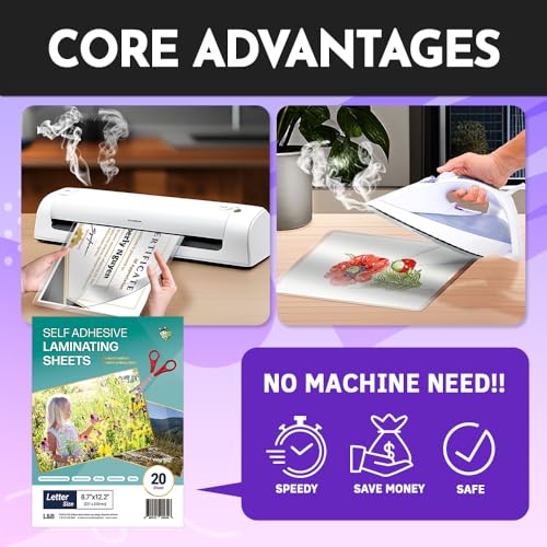 Hashi HA SHI (100 Sheets) Self Adhesive Laminating Sheets, Cold Laminate, self Seal, Plastic Paper, 8.7 x 12.2 Inch - Image 4