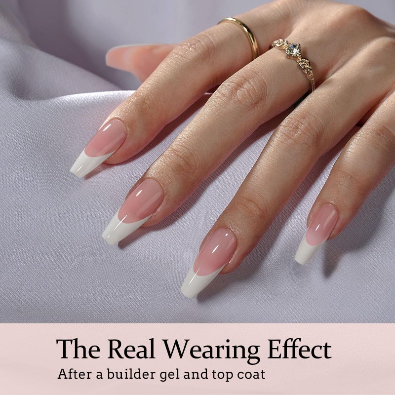 BTArtboxnails False Nail Tips - French Tip Press on Nails Pink Medium Coffin XCOATTIPS, No Need to File Fake Nails for Nail Art DIY - Image 3