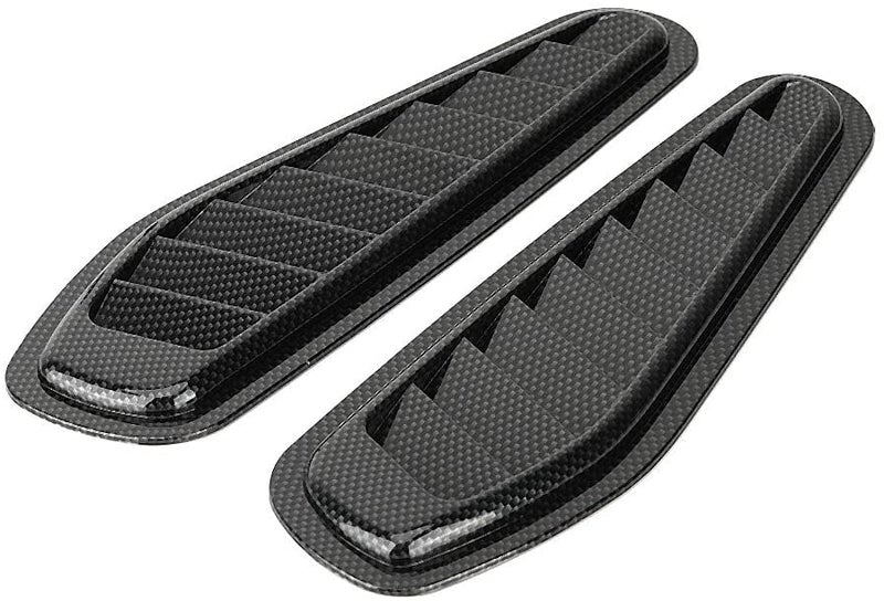 AutoBizarre Car Styling Decorative Air Flow Intake Hood Scoop Bonnet Fender Black Carbon Fiber Vents Stickers - Set of 2 - Compatible with All Cars - Image 1