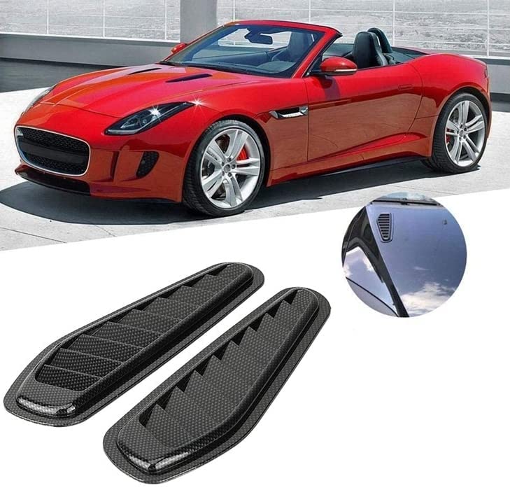 AutoBizarre Car Styling Decorative Air Flow Intake Hood Scoop Bonnet Fender Black Carbon Fiber Vents Stickers - Set of 2 - Compatible with All Cars - Image 2