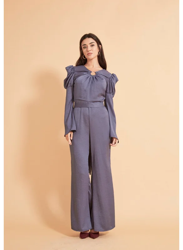 Thouq Ring Cut-Out Statement Sleeve Jumpsuit