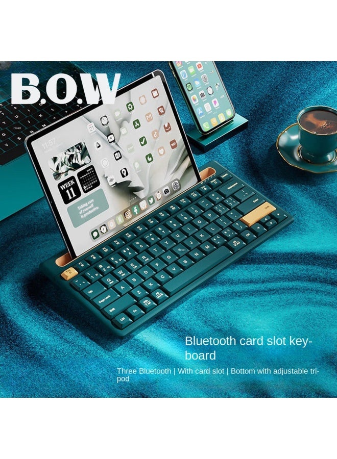 بي.أو.دب لوحة مفاتيح لاسلكية بلوتوث، جماليات عالية مع فتحة للبطاقات، متوافقة مع الهواتف المحمولة والأيباد والأجهزة اللوحية وأجهزة الكمبيوتر المحمولة - Image 1