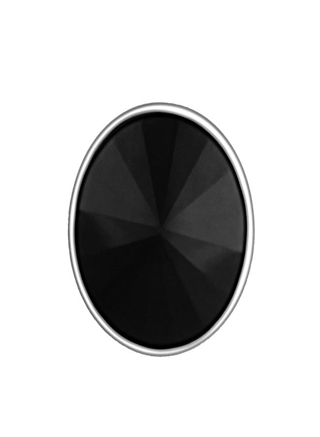 Mahi Rhodium Plated Black Round Piercing Single Stud Mens Earrings (BB1101003RBla) - Image 1