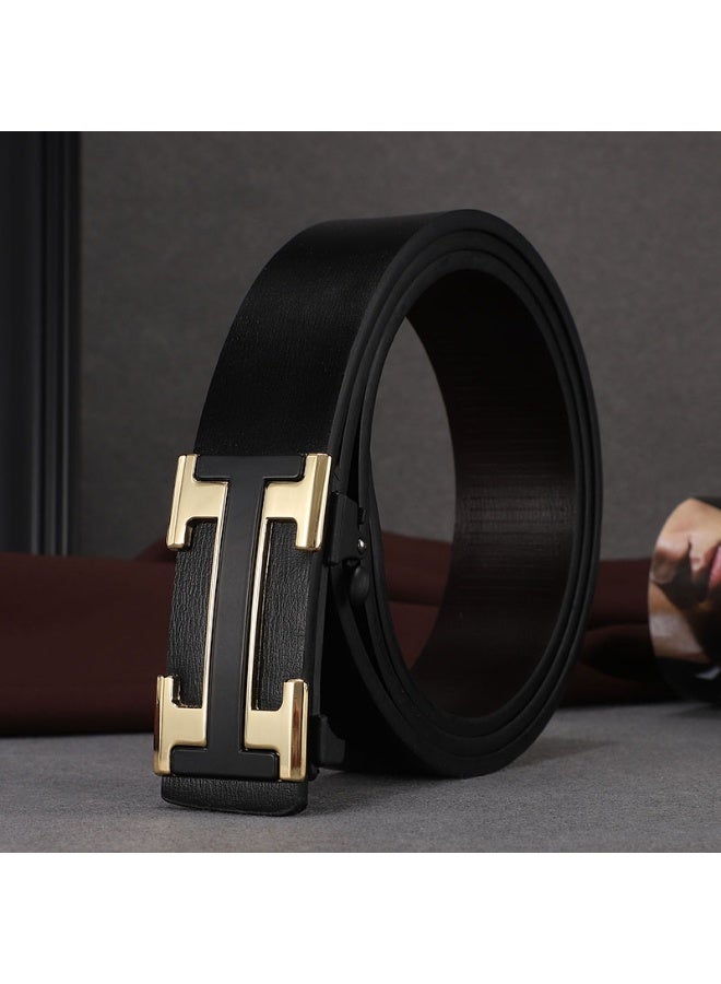 Shougu Toothless Automatic Inner Buckle Non Perforated Waist Belt Buckle Belt For Men 