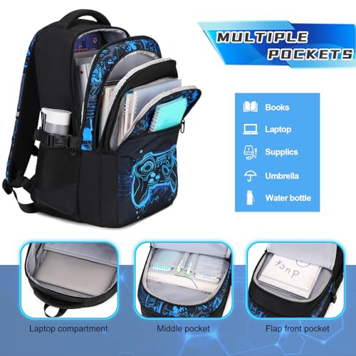 DIGOBAY Boys Backpack for School, 3PCS Cool Luminous Gamer Backpack for Boys with Lunch Box Pencil Case, Kids Backpacks Bookbag for Teen Boy Elementary Middle High School with USB Charging Port - Image 3