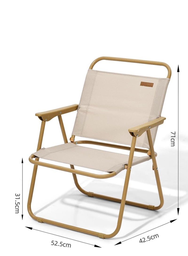 𝐅𝐅𝐃 Portable Folding Chair with Wooden Handles, Ultralight Metal Frame, Tear-Resistant Fabric, High Back for Camping, Hiking, BBQ, Beach & Outdoor Activities - Compact & Easy Storage - Image 2