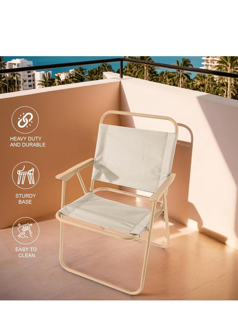 𝐅𝐅𝐃 Portable Folding Chair with Wooden Handles, Ultralight Metal Frame, Tear-Resistant Fabric, High Back for Camping, Hiking, BBQ, Beach & Outdoor Activities - Compact & Easy Storage - Image 4