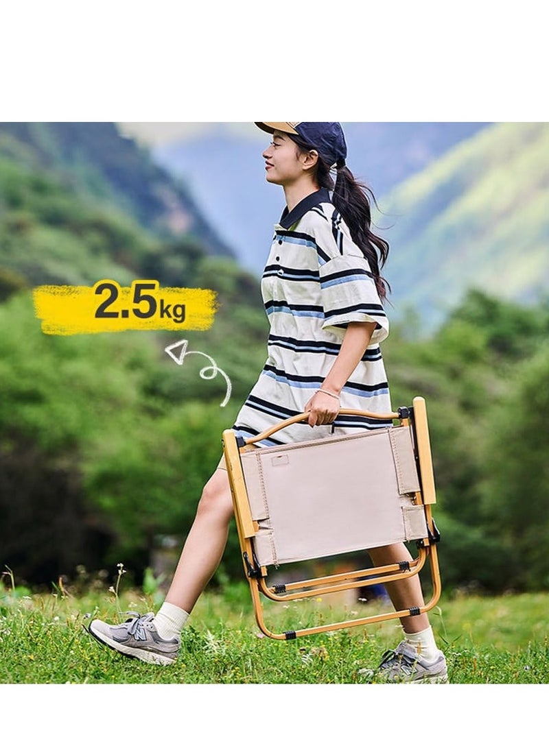𝐅𝐅𝐃 Portable Folding Chair with Wooden Handles, Ultralight Metal Frame, Tear-Resistant Fabric, High Back for Camping, Hiking, BBQ, Beach & Outdoor Activities - Compact & Easy Storage - Image 5