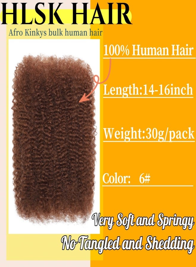 HLSK Afro Kinkys Human Hair Bulk 30g/Pack Natural Black 100% Human Hair Soft 4C Afro Kinky Bulk Human Hair for Locs Extensions/Twists/Braids (6#, 14 Inch) - Image 2