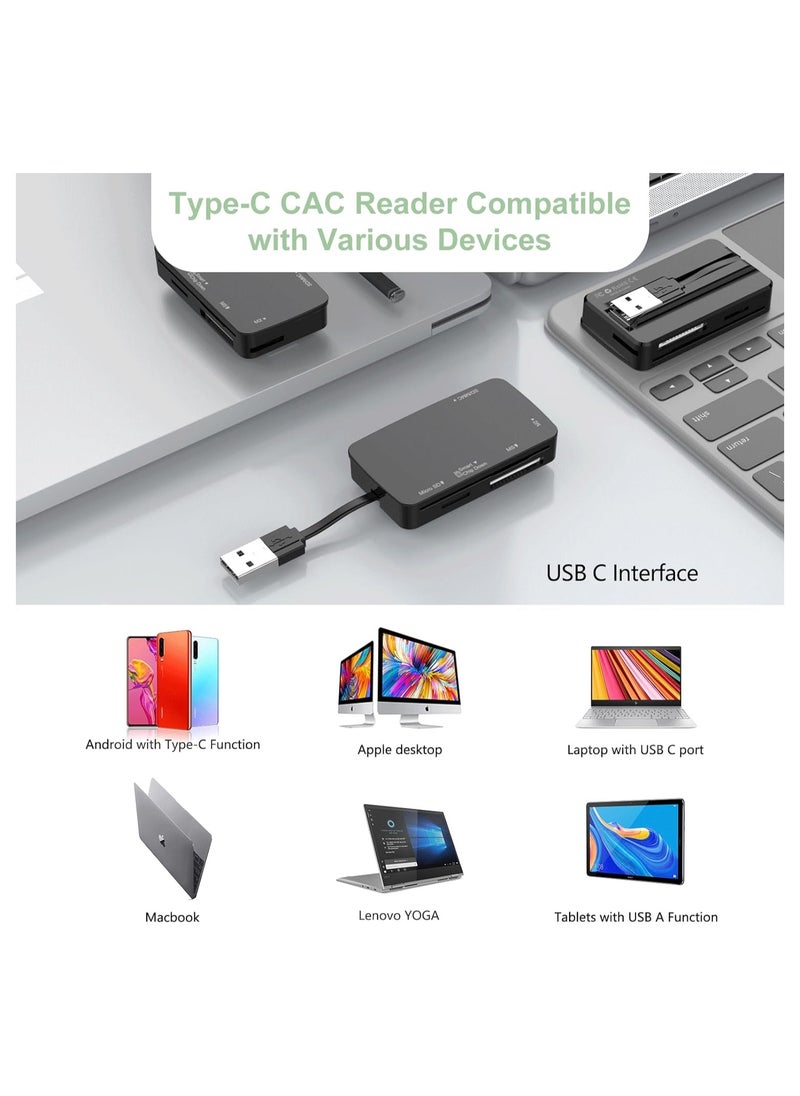 KASTWAVE - Smart Card Reader, Multi SD Card Reader, 6 in 1 USB Memory Card Reader for Camera Memory/Bank Card SIM/Chip/IC/CAC Card, Plug & Play, SIM Card Reader Compatible with Windows, Linux, Mac OS - Image 1
