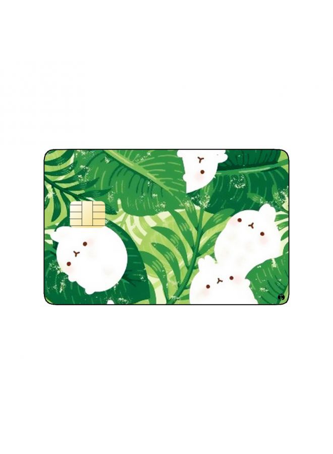 RKN PRINTED BANK CARD STICKER Cute White Bunnies Drawing - Image 1