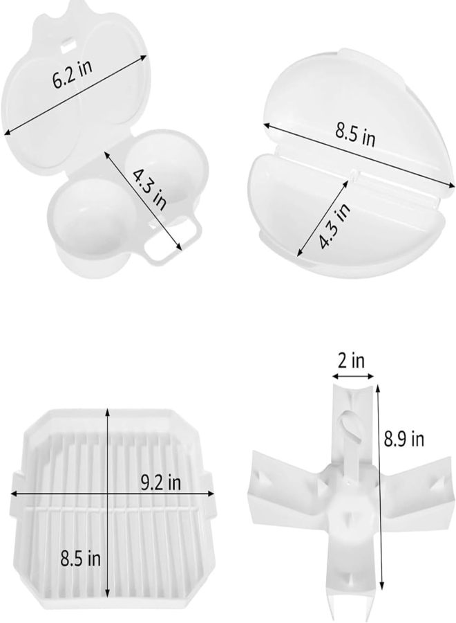 4pcs Easy Breakfast Set, Microwave Egg Cooker/Poacher, Microwave Omelet Maker, Microwavable Bacon Grill/Rack/Cooker Tray/Dish, Baked Potato Cooker, Easy To Use and Non-Stick Egg Cookware (4pcs) - Image 2