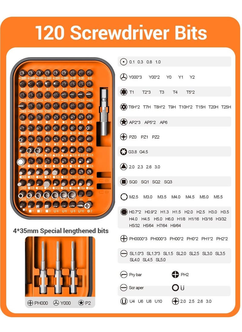BORTONY - Screwdriver Set 130 in 1 Electronics Tool Kit with 121 Bits Magnetic Repair Tool Kit with Tweezer Flat Phillips Pentalobe Torx Star Screwdriver for Computer Xbox iPhone PC - Image 1