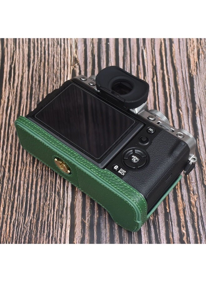 Rieibi Fuji XT5 Case - Quality Genuine Leather Half Case for Fujifilm X-T5 Digital Camera - Body Protective Grip Case for Fuji XT5 X-T5, Green, Beauty Case - Image 3