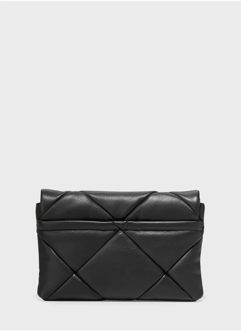 COLE HAAN Quilted Logo Detailed Flap Over Clutches