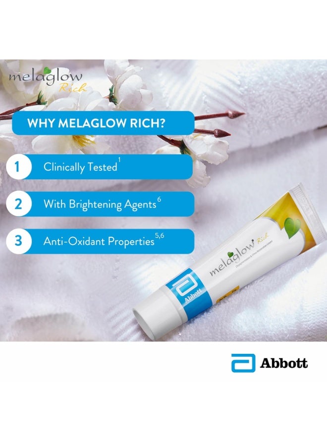 MELAGLOW Rich Depigmentation and Glow Restoration, Skin Brightening and Lightening Cream 20Gm, (Pack of1) - Image 3