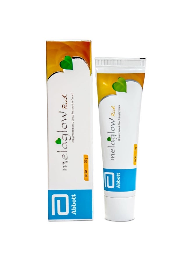 MELAGLOW Rich Depigmentation and Glow Restoration, Skin Brightening and Lightening Cream 20Gm, (Pack of1) - Image 1