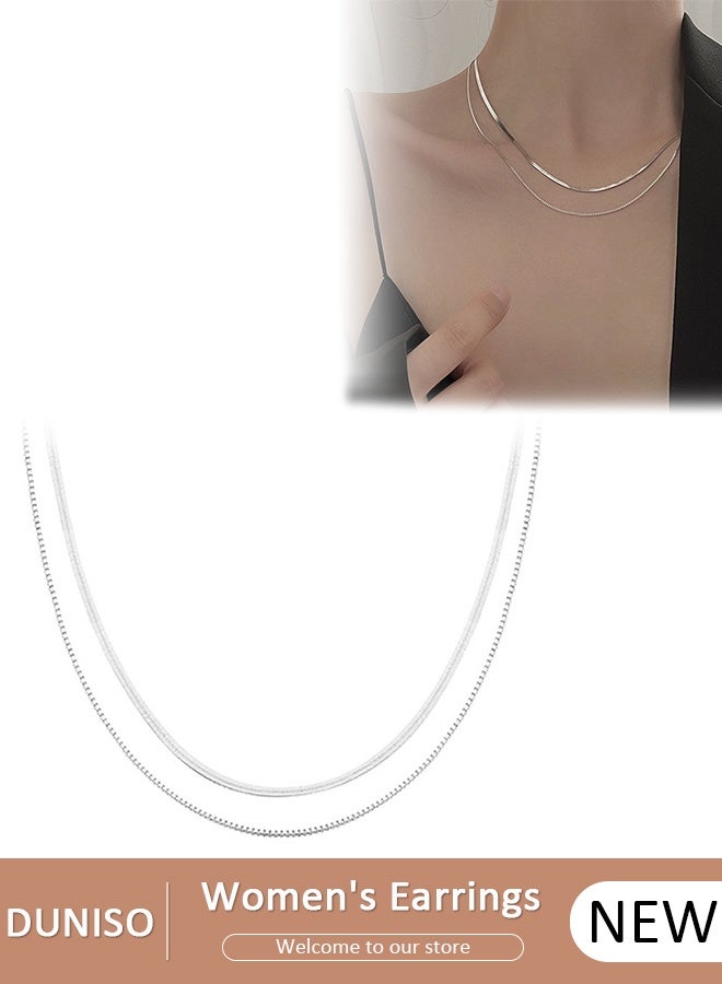 DUNISO Elegant Silver Color Round Necklace Clavicle Chain for Women Jewelry Gift for Lover and Friend - Image 1