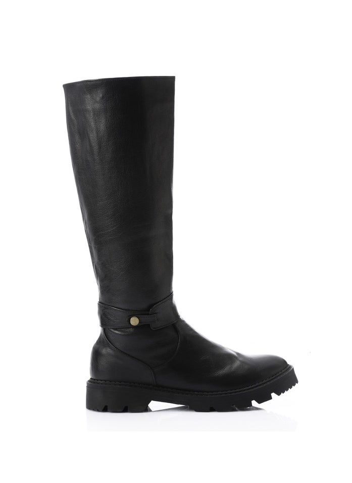 Mr.joe Mr Joe Round Toecap Zipper Knee High Boots For Women - Black 3024  - Image 2