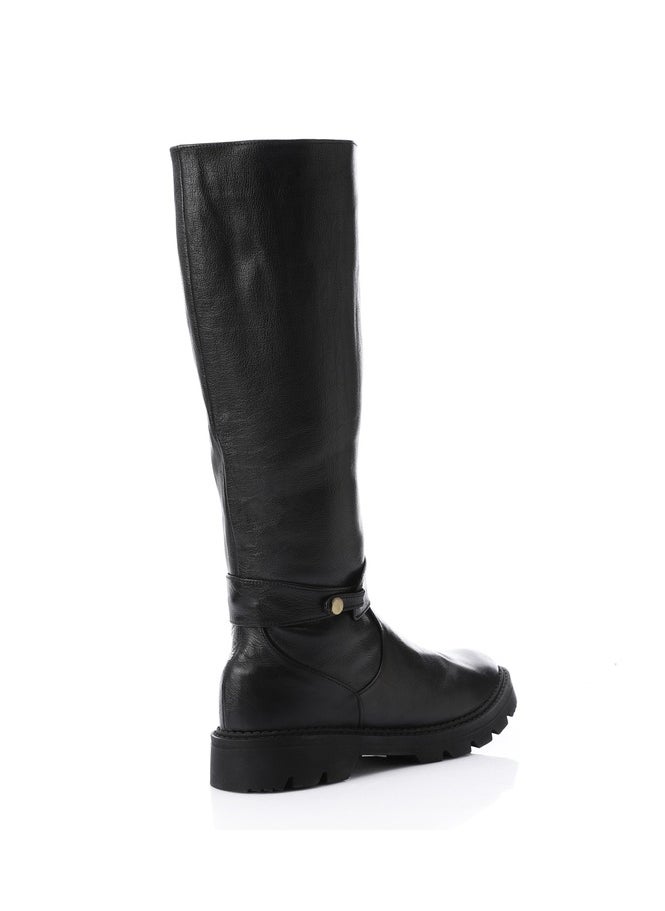 Mr.joe Mr Joe Round Toecap Zipper Knee High Boots For Women - Black 3024  - Image 4