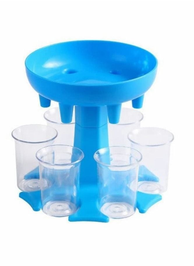 Excefore 6 Shot Glass Dispenser and Holder, Shot Dispenser, Drink Dispenser, Multiple 6 Shot Dispenser For Drinking Tool (Blue)  - Image 1