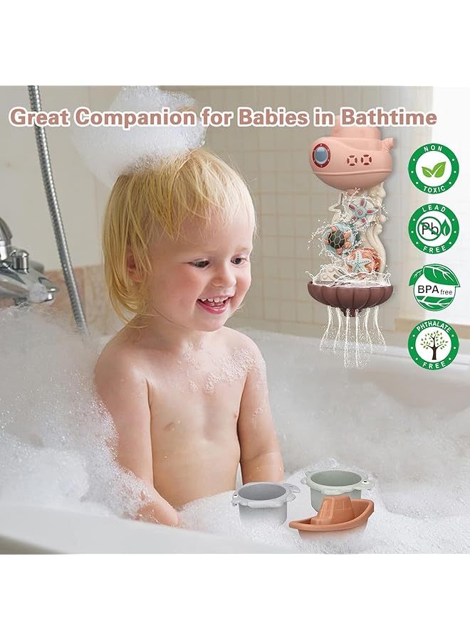 Excefore Baby Bath Toys For 1 Year Old Boys Cute Sea Animal Spinning Gears And Cups Water Toys For 1 3 Year Old Boys And Girls Kids Toddler Paddling Pool 1St Birthday Gifts  - Image 5