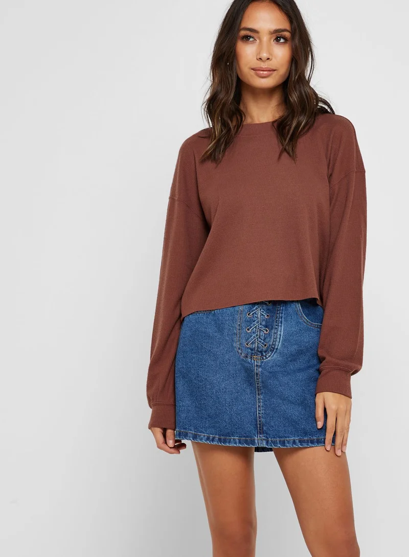 FOREVER 21 Lace Up Denim Skirt