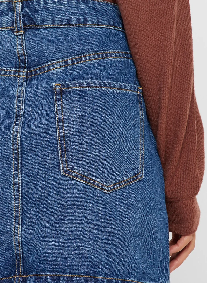 FOREVER 21 Lace Up Denim Skirt