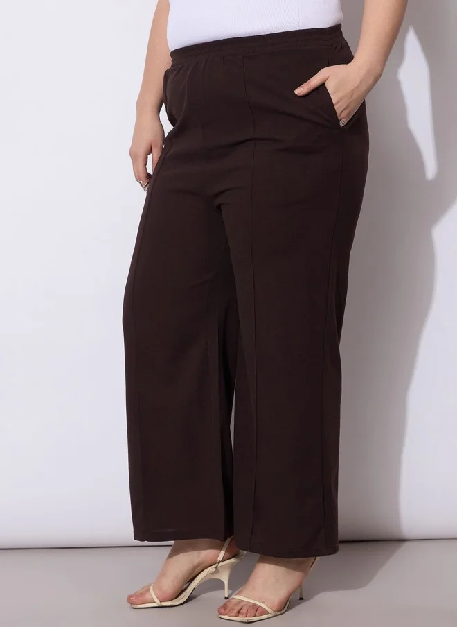 ساسافراس Brown Straight Fit Trousers for Women