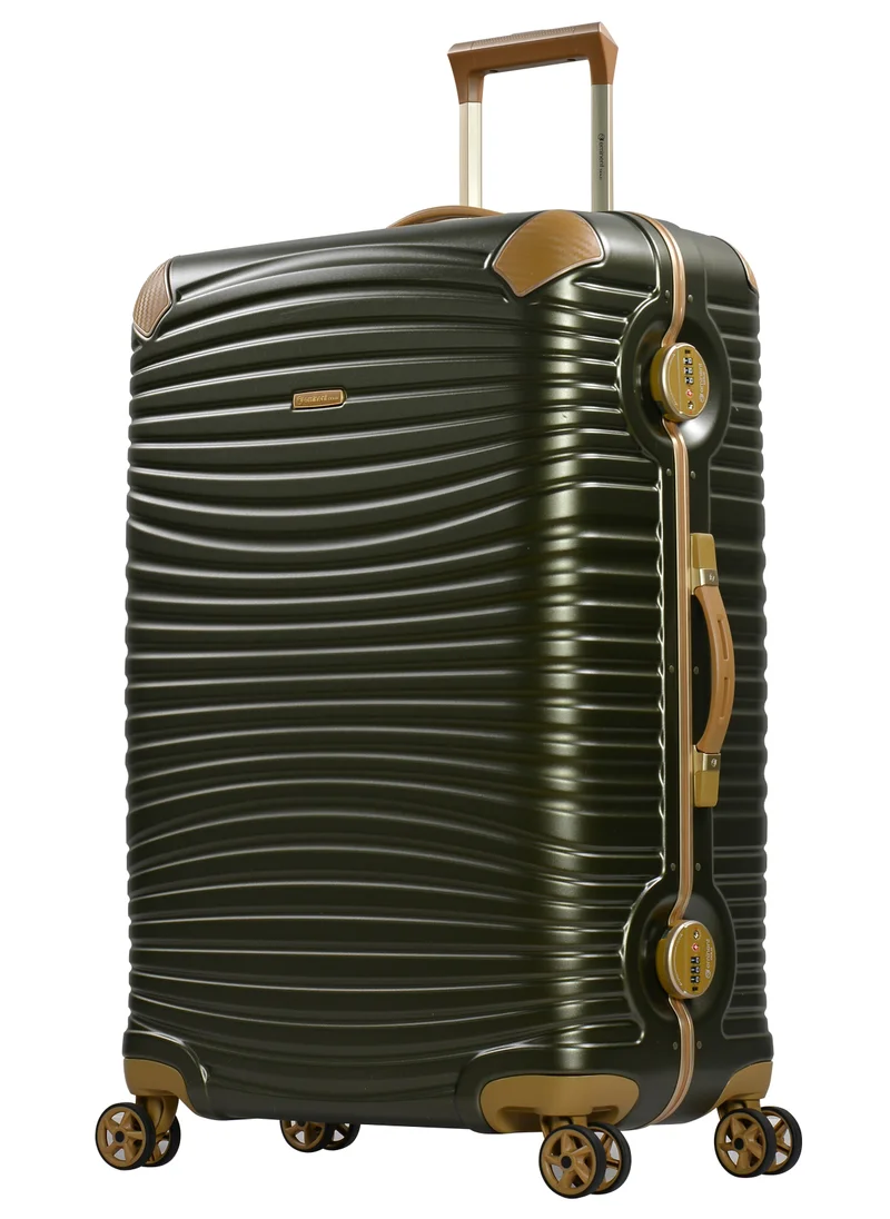 إيمينينت Hard Case Travel Bags Makrolon Polycarbonate Gold Jetstream Aluminum Frame Luggage Zipper Less Suitcase Extra Corner Protection Double Tsa Lock E9R1 Set of 3 Dark Olive